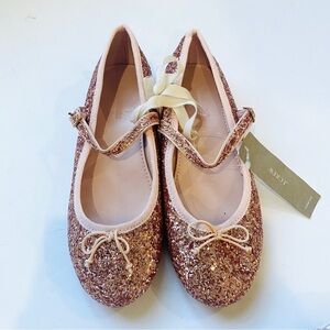 Jcrew crewcuts girls pink glitter ballet flats